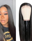 Effortless Straight 4x4 Closure Lace Glueless Mid Part Long Wig 100% Human Hair