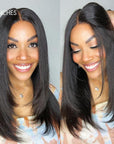 Trendy Layered Cut Pre-plucked Glueless 5x5 Closure Lace Wig 100% Human Hair