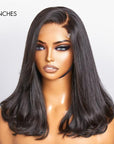 Limited Design | 90's Blowout 5x5 HD Lace Glueless C Part Long Wig With Bangs 100% Human Hair