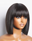 Beginner Friendly Glueless Silky Straight Bob Wig With Bangs Face-Framing
