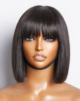 Beginner Friendly Glueless Silky Straight Bob Wig With Bangs Face-Framing