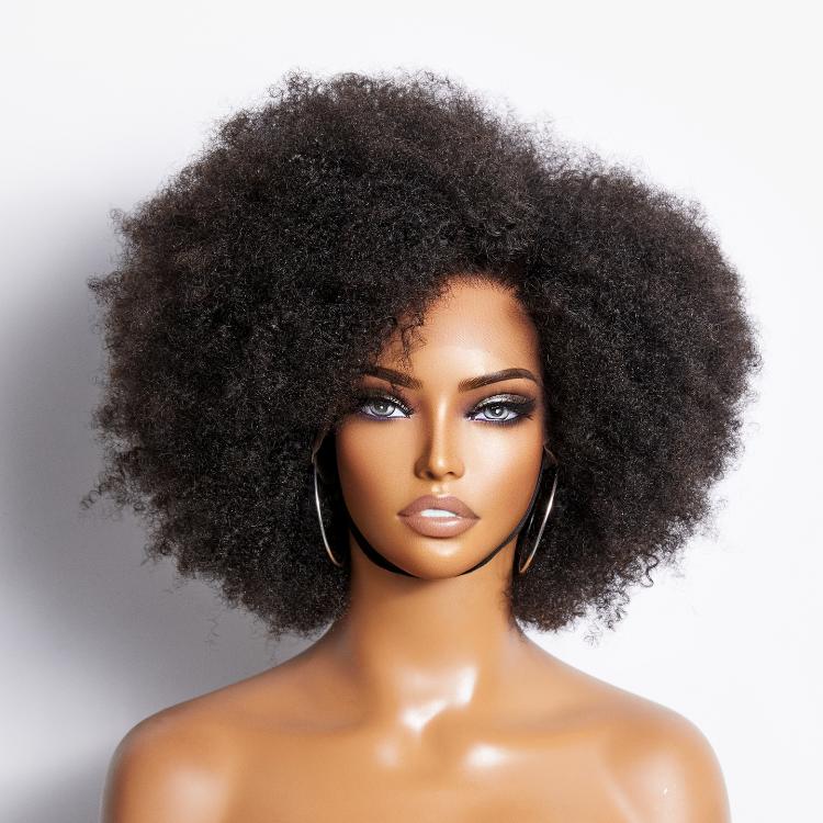 Retro & Vintage Side Part Afro Curl Bouncy Glueless Minimalist Lace Wig