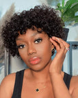 Belle Canadienne Deep Curly Wig Natural Lightweight Bouncy Short Curly Wig 100% Human Hair Wig With Bangs