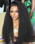 Naturel Kinky Straight 5x5 Closure / 13x4 Frontal HD Lace Long Wig 100% Human Hair