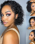 Slicked-Back Short Cut Curly Compact 13X4 Frontal Lace Wig 100% Human Hair