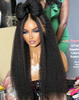 Natural Kinky Straight 5x5 Closure / 13x4 Frontal HD Lace Long Wig 100% Human Hair