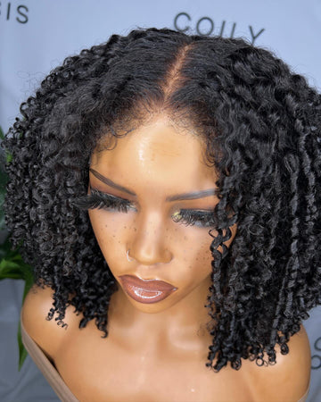 Bords 4C | Réaliste Kinky Edges Afro Curly 13x4 Frontal HD Lace Free Part Long Wig 100% Human Hair