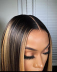 Highlight Honey Straight Short 13x4 Lace Front Bob Wig Glueless Human Hair Wig
