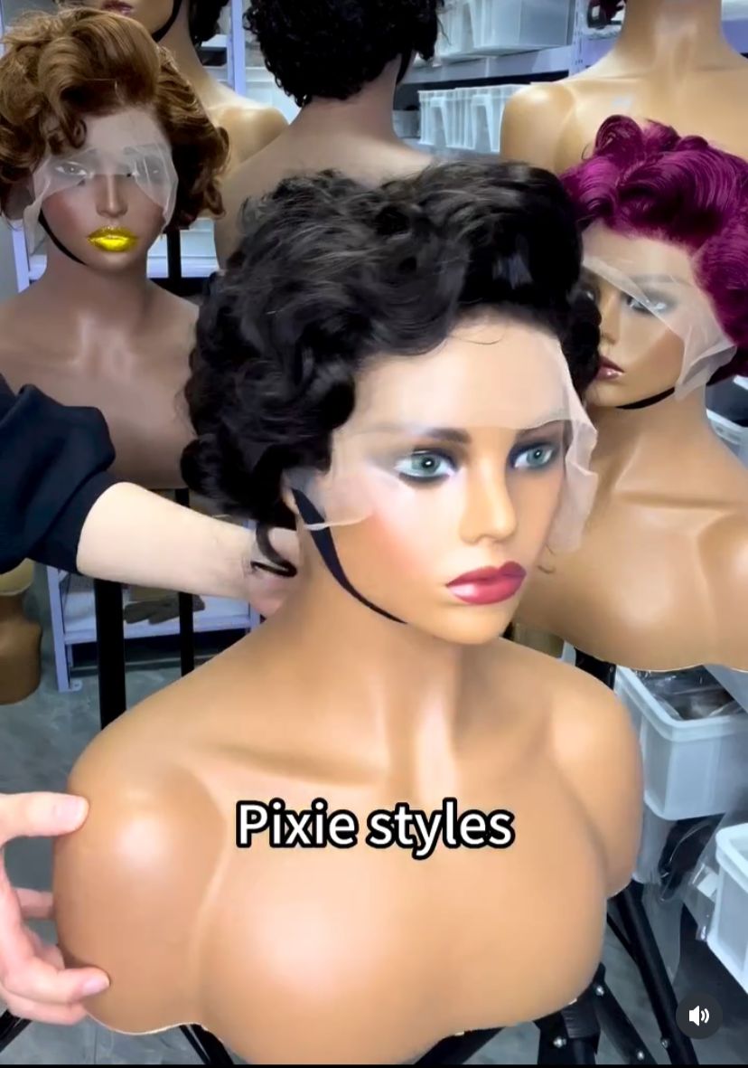Court Bob Straight Pixie Cut Full Machine Made Wig Avec Bangs Non Lace Wig