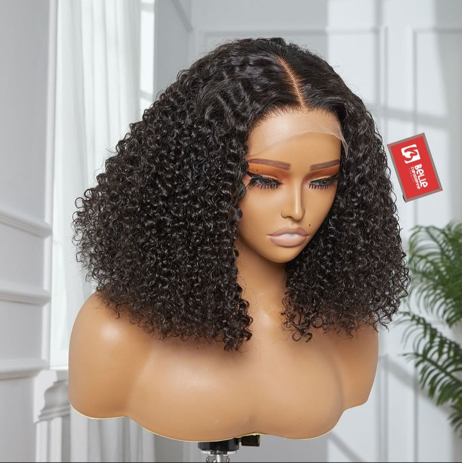13x4 Double Drawn Curly Human Hair Bob Perruques Full &amp; Thick Lace Front Wigs