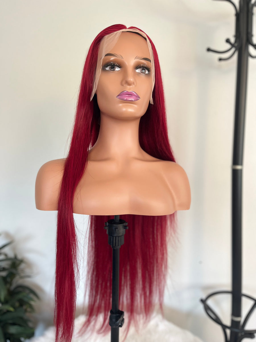 Red Straight 13x4 Lace Wig 4x4 Lace Closure 100% Human Hair Wig