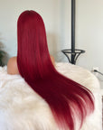 Perruque Lace Wig 13x4 rouge droite 4x4 Lace Closure 100% perruque de cheveux humains