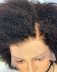 Perruque en dentelle minimaliste sans colle avec partie latérale rétro et vintage Afro Curl