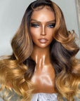 22" Highlight Honey Body Wave 13x4 Lace Front Wigs Human Hair