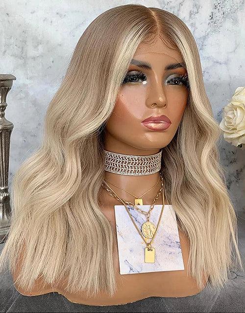 Highlight Ash Blonde Wavy 4x4 Lace Wig Glueless HD Lace Human Hair Wig