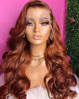 Ginger Color Loose Wavy 13x4 Lace Front Wig Glueless Human Hair Wig