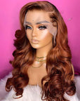 Ginger Color Loose Wavy 13x4 Lace Front Wig Glueless Human Hair Wig