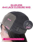 30" Long Body Wave 4x4 Pre Cut Lace Closure Wig Human Hair Wig