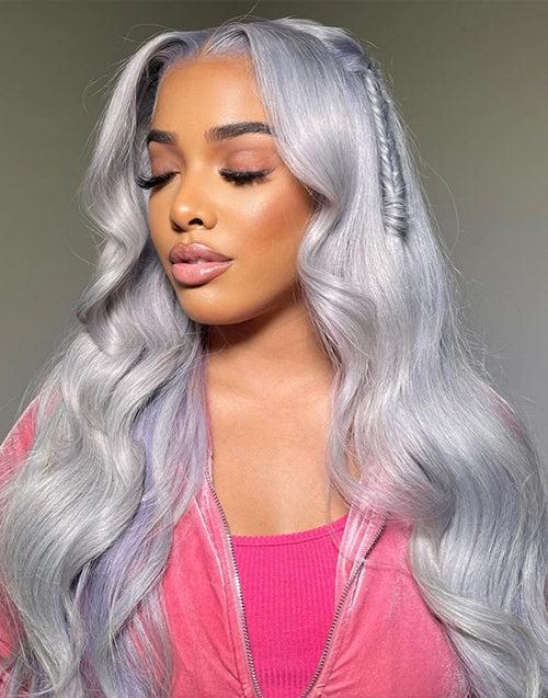 13x4 Light Grey Lace Front Wigs Glueless 4x4 Lace Closure Wig