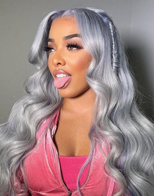13x4 Light Grey Lace Front Wigs Glueless 4x4 Lace Closure Wig