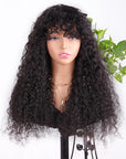 13x6 Curly Lace Front Wig With Bangs Wear and Go Capless Human Hair Wigs With Bangs