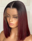 13x6 13x4 HD Lace Ombre Burgundy Bob Lace Front Wigs 5x5 Human Hair Closure Wigs