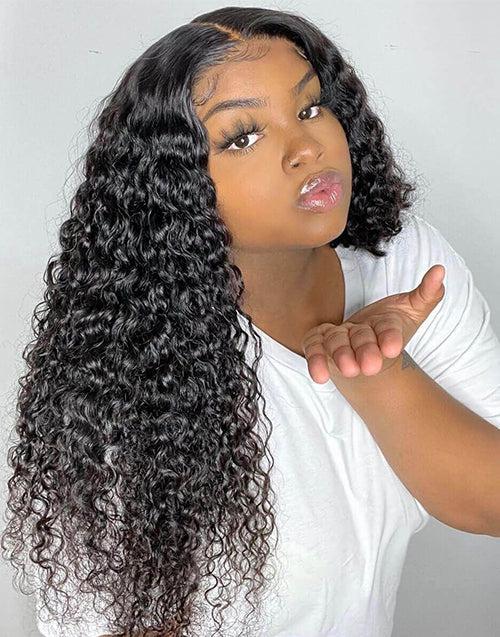 Flash Sale $159.99 22" Water Wave 4x4 Lace Closure Human Hair Wigs Preplucked HD Lace