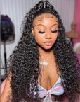 Full Lace Wig With 4C Hairline Edge Curly Brazilian Human Hair Wigs