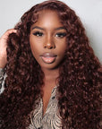 Reddish Brown Kinky Curly 13x4 Lace Front Wig Glueless 4x4 Lace Human Hair Wig