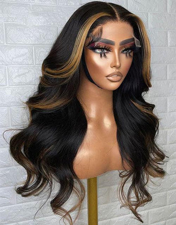 Balayage Honey Color Body Wave 4x4 Lace Wig Glueless Lace Front Human Hair Wigs