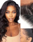 Natural Black Body Wave 13x4 Frontal HD Lace Long Wig 100% Human Hair