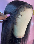 Crystal HD Lace 4C Kinky Edge Baby Hairline Straight 4x4 Lace Wig Glueless Human Hair Wig