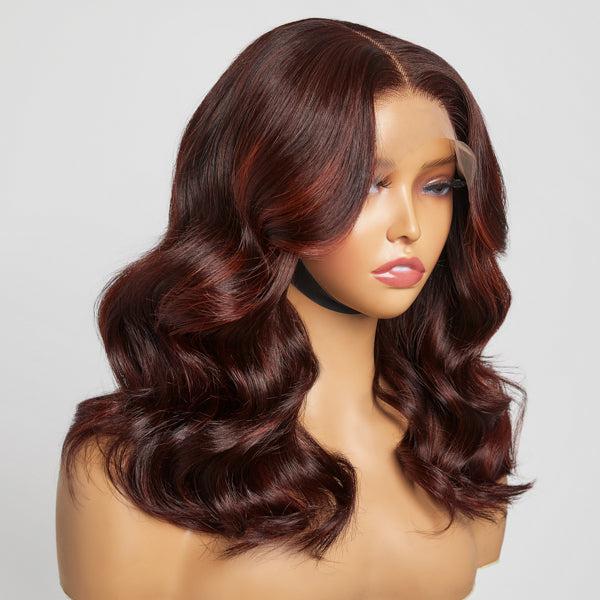 Limited Design | Copper Red Highlight Loose Wave 5x5 Closure Lace Glueless Mid Part Long Wig 100% Human Hair