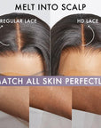Natural Black Deep Wave Minimalist HD Lace C Part Long Wig 100% Human Hair