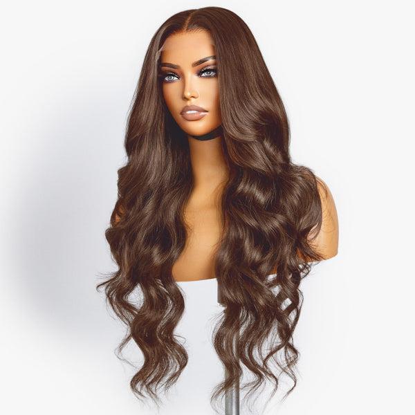 Charming Brown Layered Cut Loose Wave 5x5 Closure Lace Glueless Wig 100% Human Hair