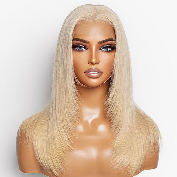 Limited Design | Blonde 613 Layered Cut Glueless 5x5 Closure Undetectable HD Lace Wig 100% trending Human Hair