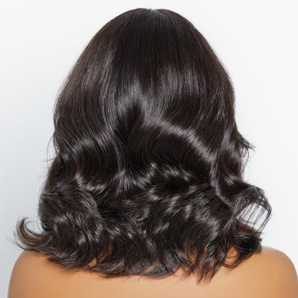 Glueless Beginner Friendly Soft Wavy Curls Bob Wig With Bangs 100% Human Hair