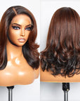 Limited Design | Brown With Black Peekaboo Loose Body Wave Glueless 5x5 Closure Lace Wig