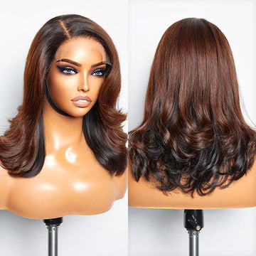 Limited Design | Brown With Black Peekaboo Loose Body Wave Glueless 5x5 Closure Lace Wig