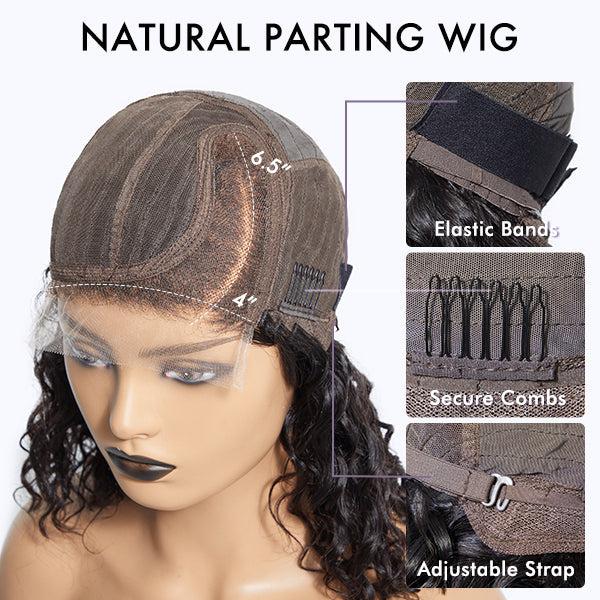 Exclusive Discount | 4C Edges | Ready-to-Wear Kinky Straight Bob Minimalist Lace Glueless Deep C Part Short Wig 100% Human Hair