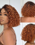 Exclusive Discount | Trendy Mix Brown Short Cut Curly Minimalist HD Lace Glueless Side Part Wig 100% Human Hair