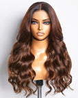 Beginner Friendly Ombre Brown Loose Wave Glueless 4x4 Closure Lace Wig