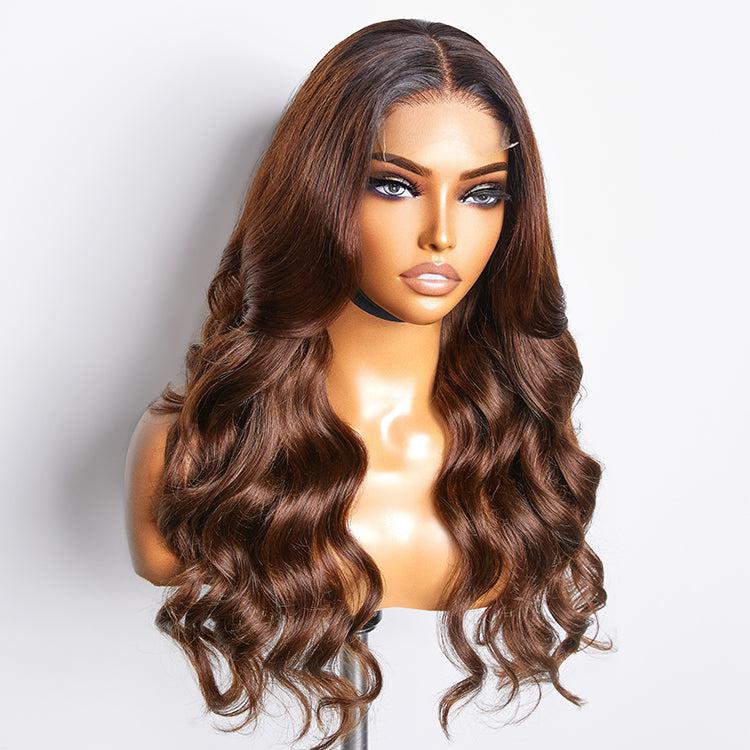 Beginner Friendly Ombre Brown Loose Wave Glueless 4x4 Closure Lace Wig