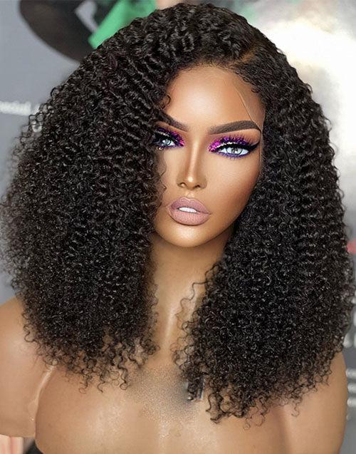 Afro Kinky Curly 4x4 Crystal HD Lace Wig With Natural Kinky Edge Baby Hair Line Glueless Wig