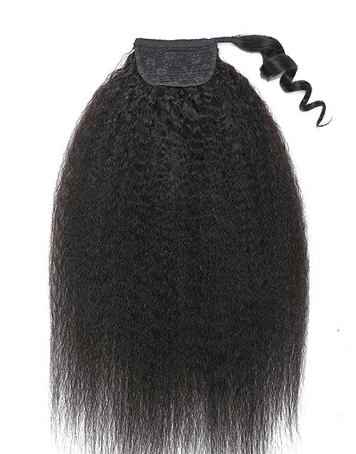 Kinky Straight Wrap Ponytail Around 30inch 15A Long Virgin Human Hair Extension