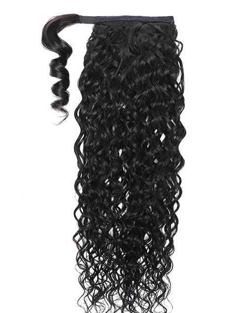 Water Wave Wrap Ponytail Around 30inch 15A Long Virgin Human Hair Extension