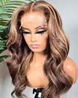 Balayage Brown Body Wave 5x5 Lace Wig Preplucked Glueless Human Hair Wig