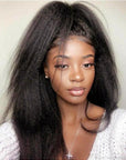 360 Full Lace Frontal Wig Kinky Straight Lace Front Human Hair Wigs Can Do Half Up Half Down