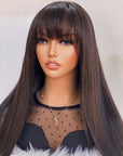 Straight 13x4 Lace Front Wig With Bangs HD Lace Glueless Human Hair Wig
