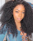 Afro Kinky Curly 4x4 Crystal HD Lace Wig With Natural Kinky Edge Baby Hair Line Glueless Wig